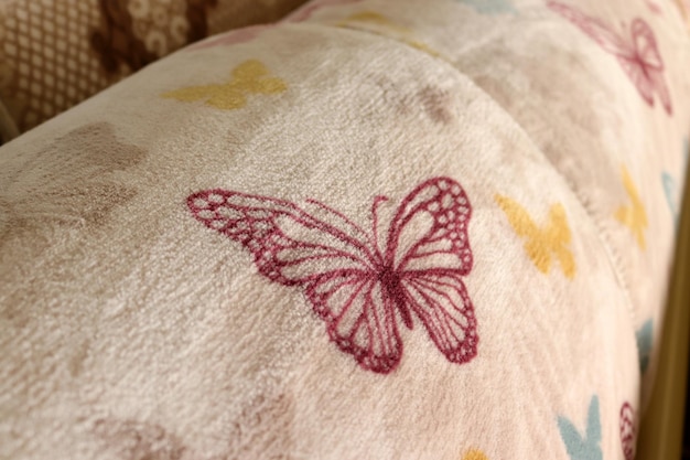 haftowana poduszka z motywem roślinnym