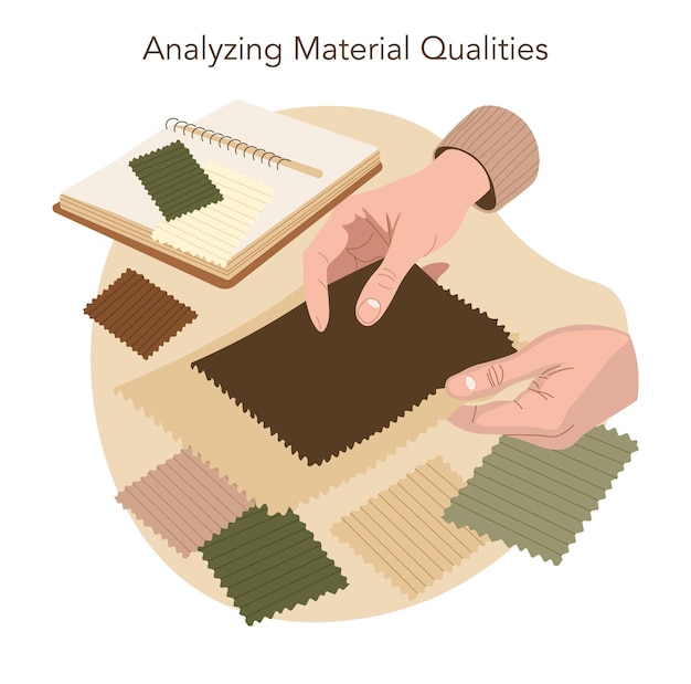 przykładowe hafty i próbki tkanin